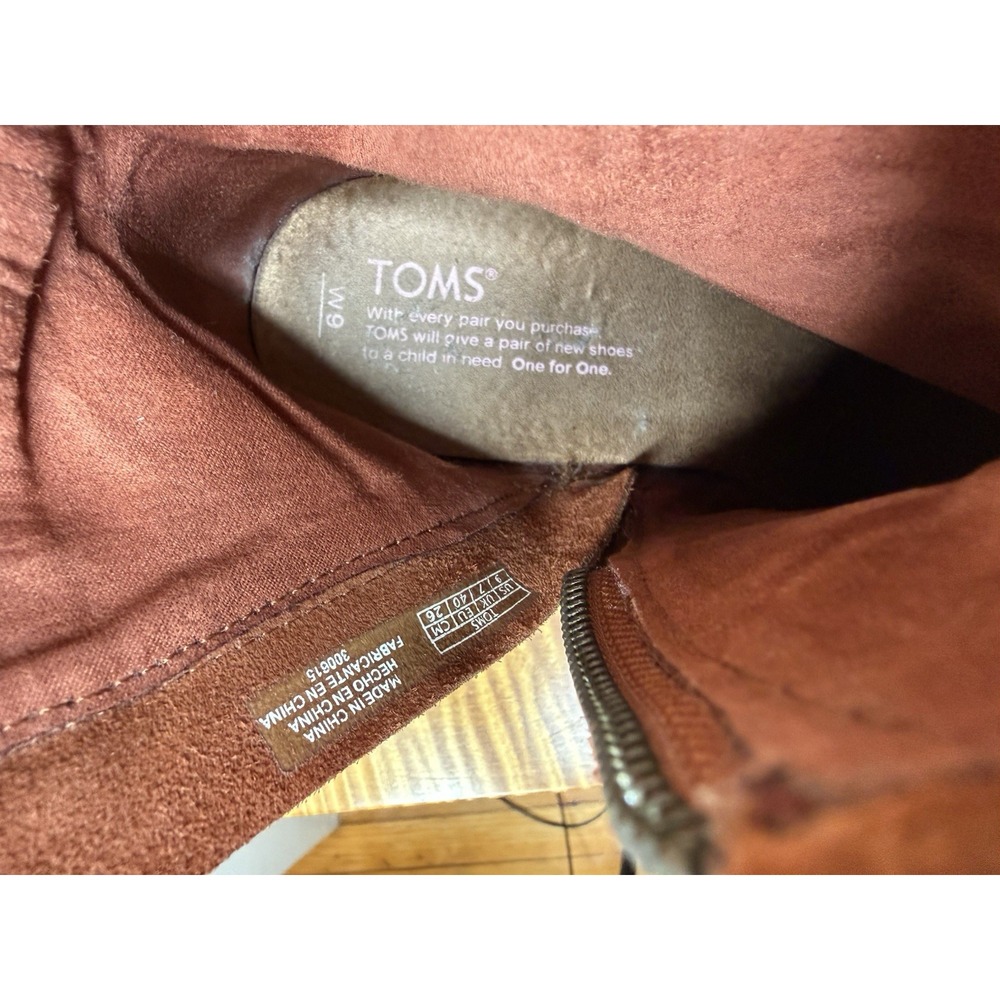 TOMS COGNAC SUEDE FRINGE LUNATA‎ BOOTIES ANKLE BOOTS SIZE US 8 MSRP $125 - Picture 5 of 6